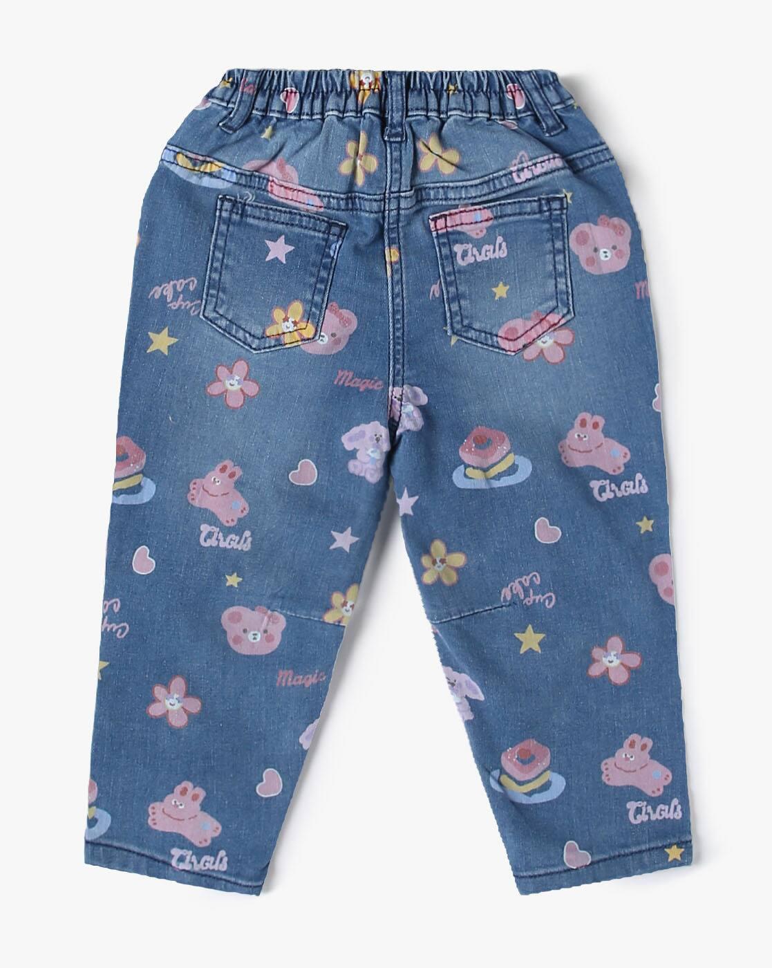 Girls Circus Print Baggy Jeans