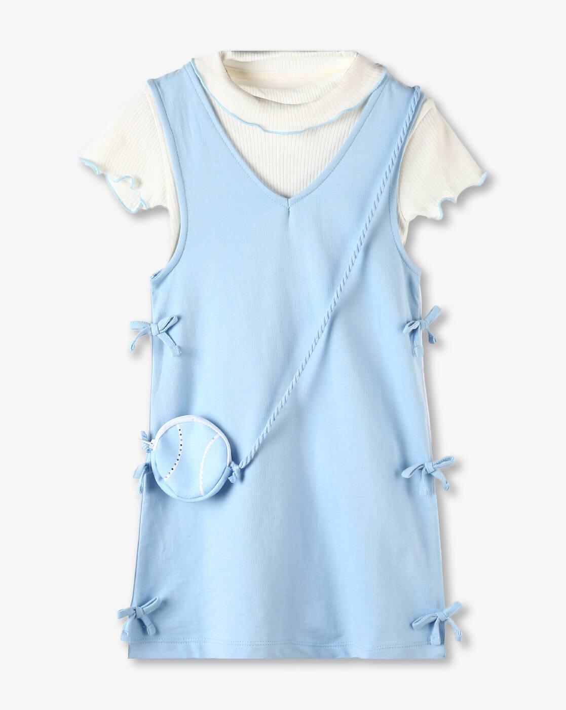 Pinafore Dress with Sling Ba, BLUE, 3-4Y