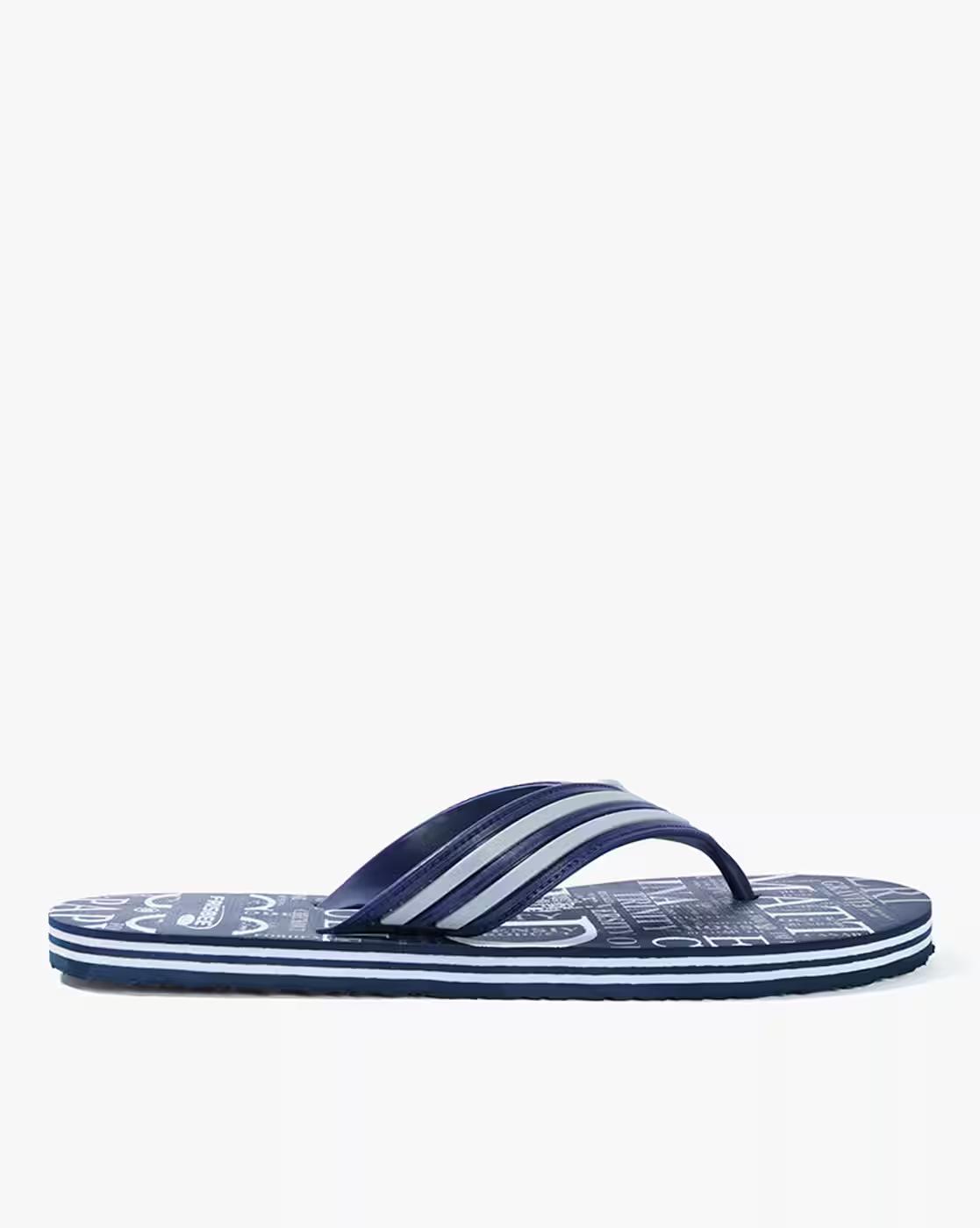 Men Typographic Print Thong-Strap Flip-Flops