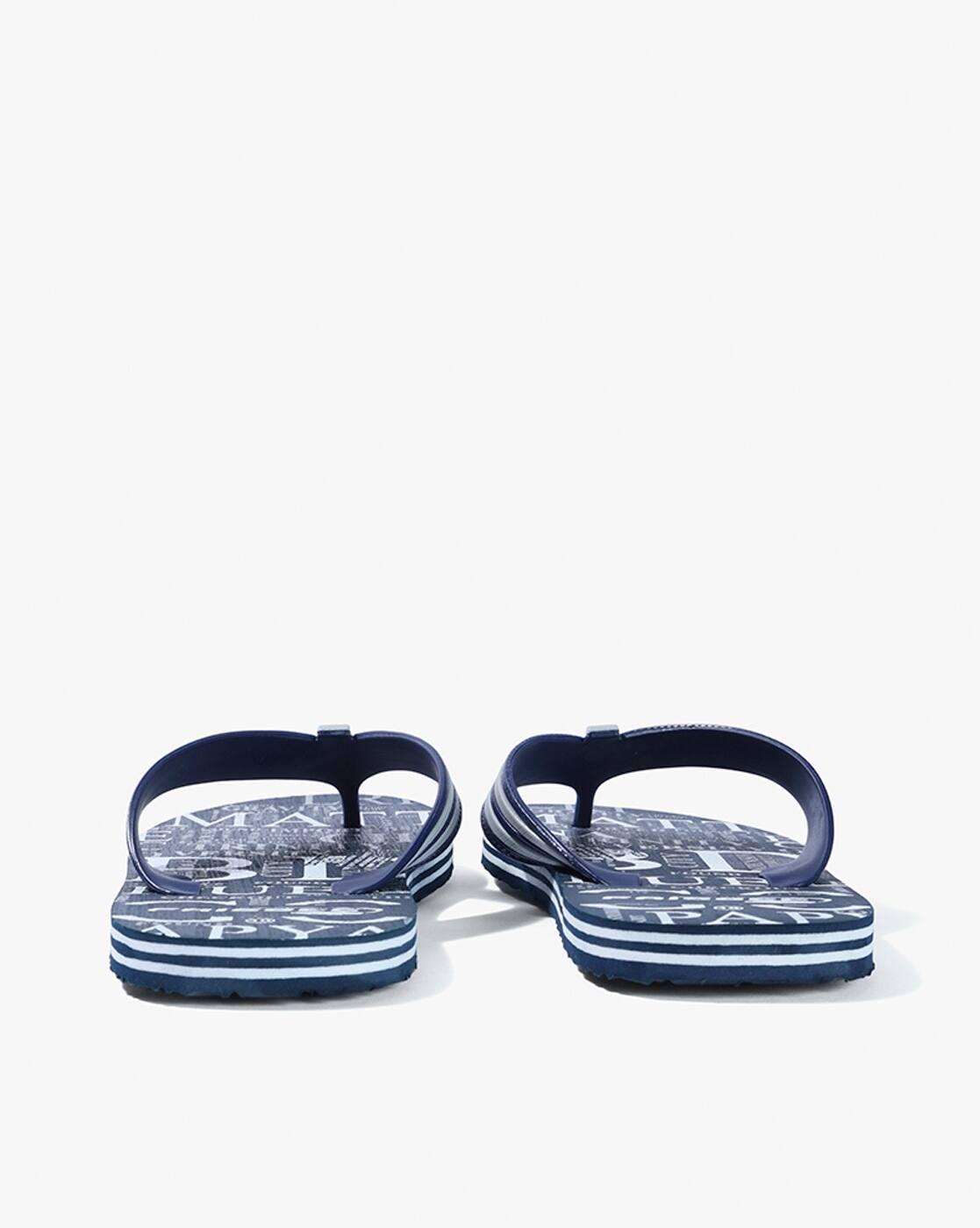 Men Typographic Print Thong-Strap Flip-Flops