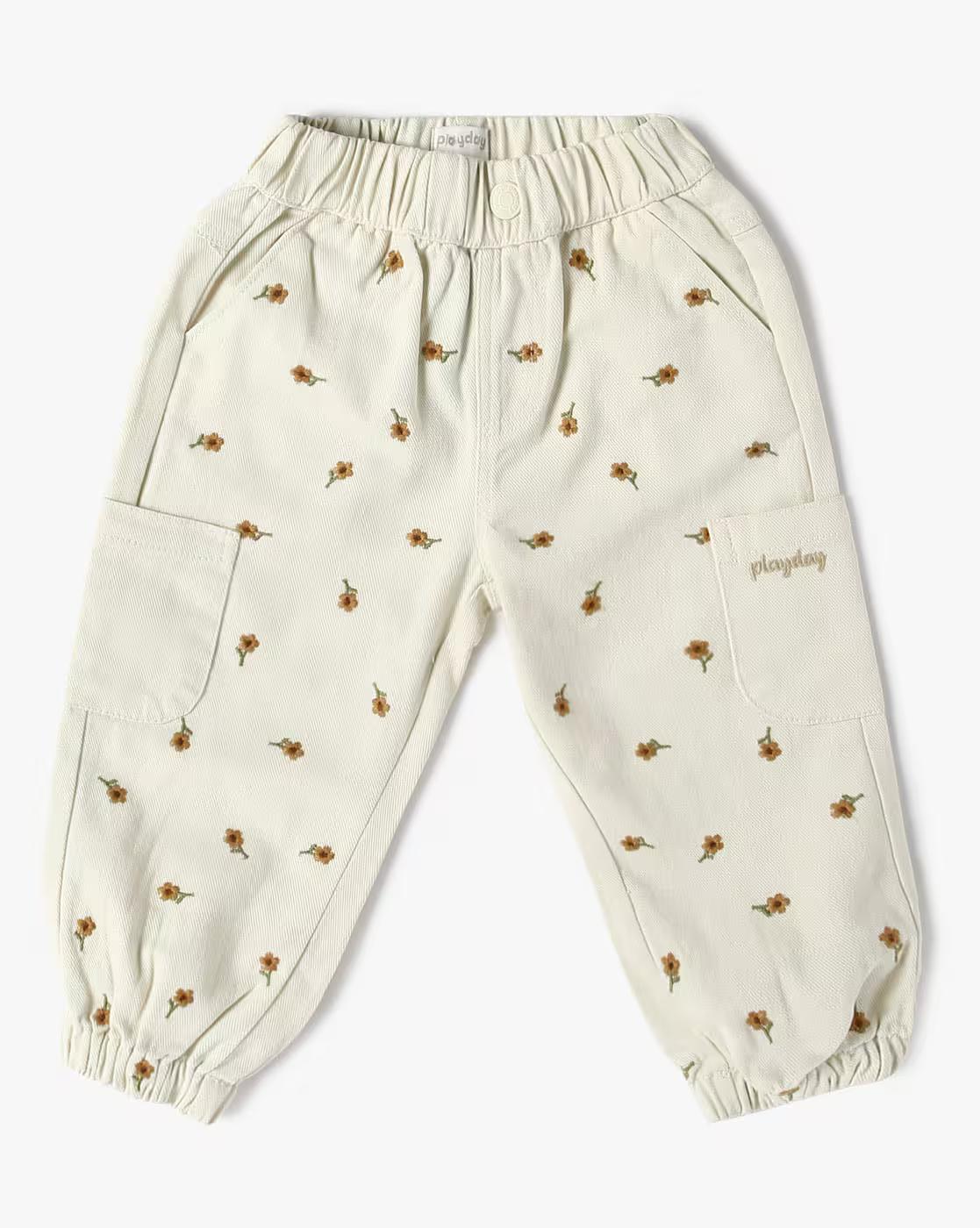 PANT WITH EMBROIDERY POCKE, BEIGE, 6-12M