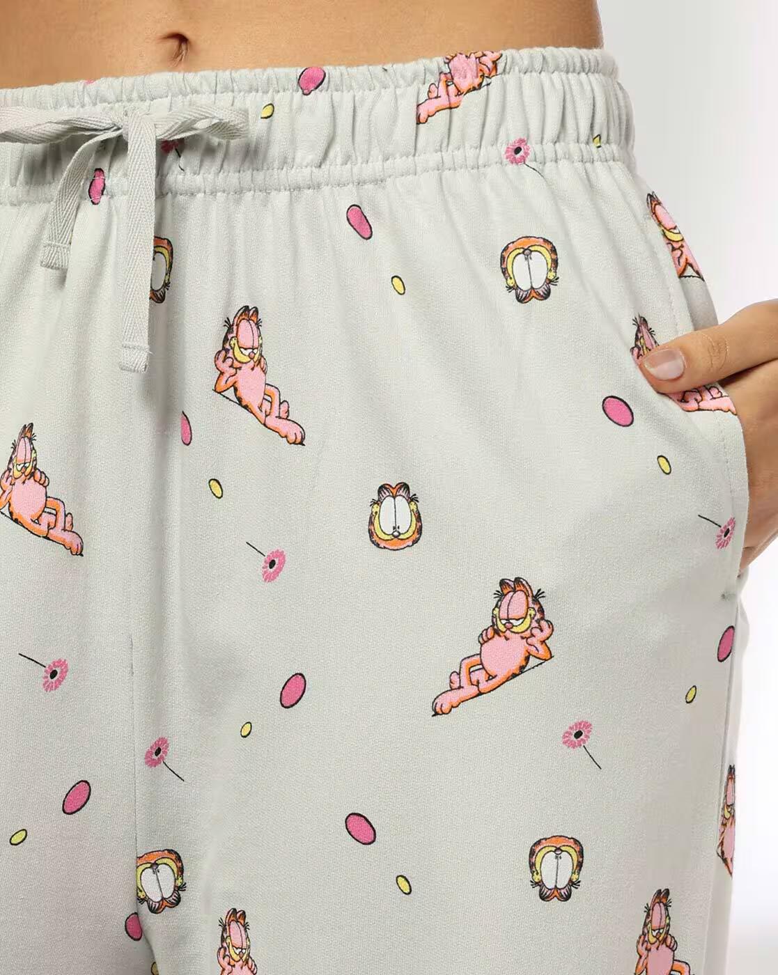 Women Printed Cotton T-Shirt & Pyjamas Set