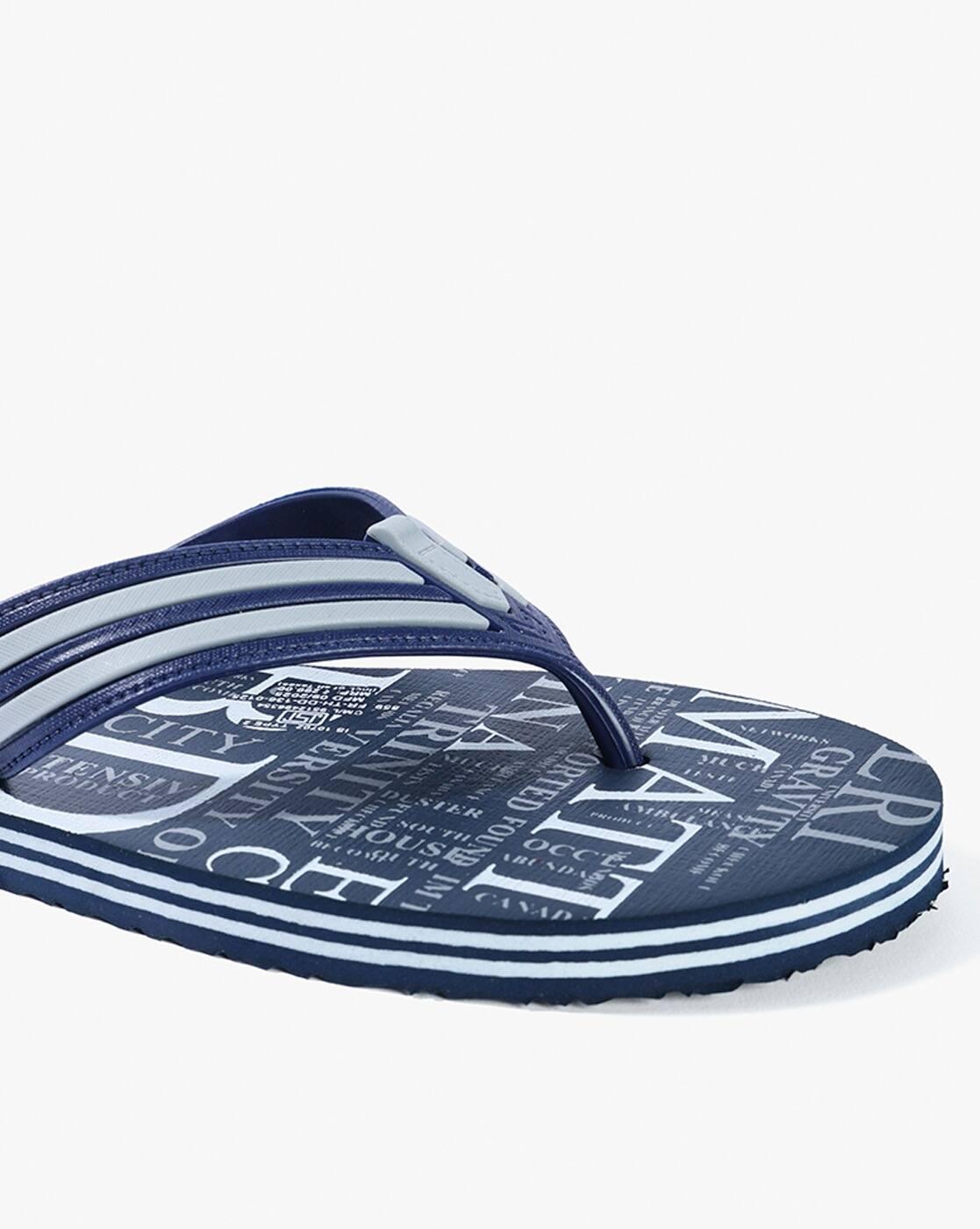 Men Typographic Print Thong-Strap Flip-Flops