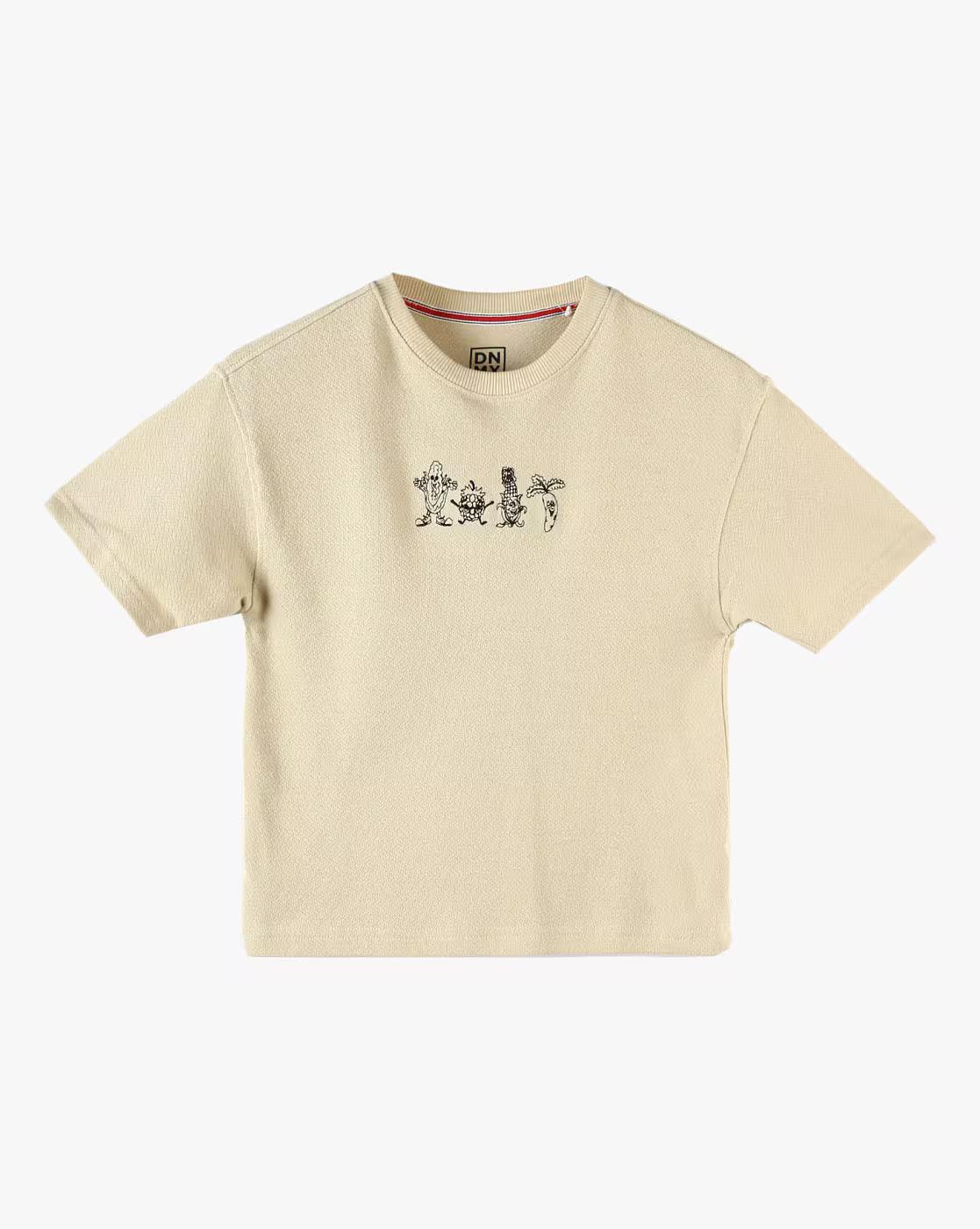 Crew Neck Tee with Front, BEIGE, 11-12Y