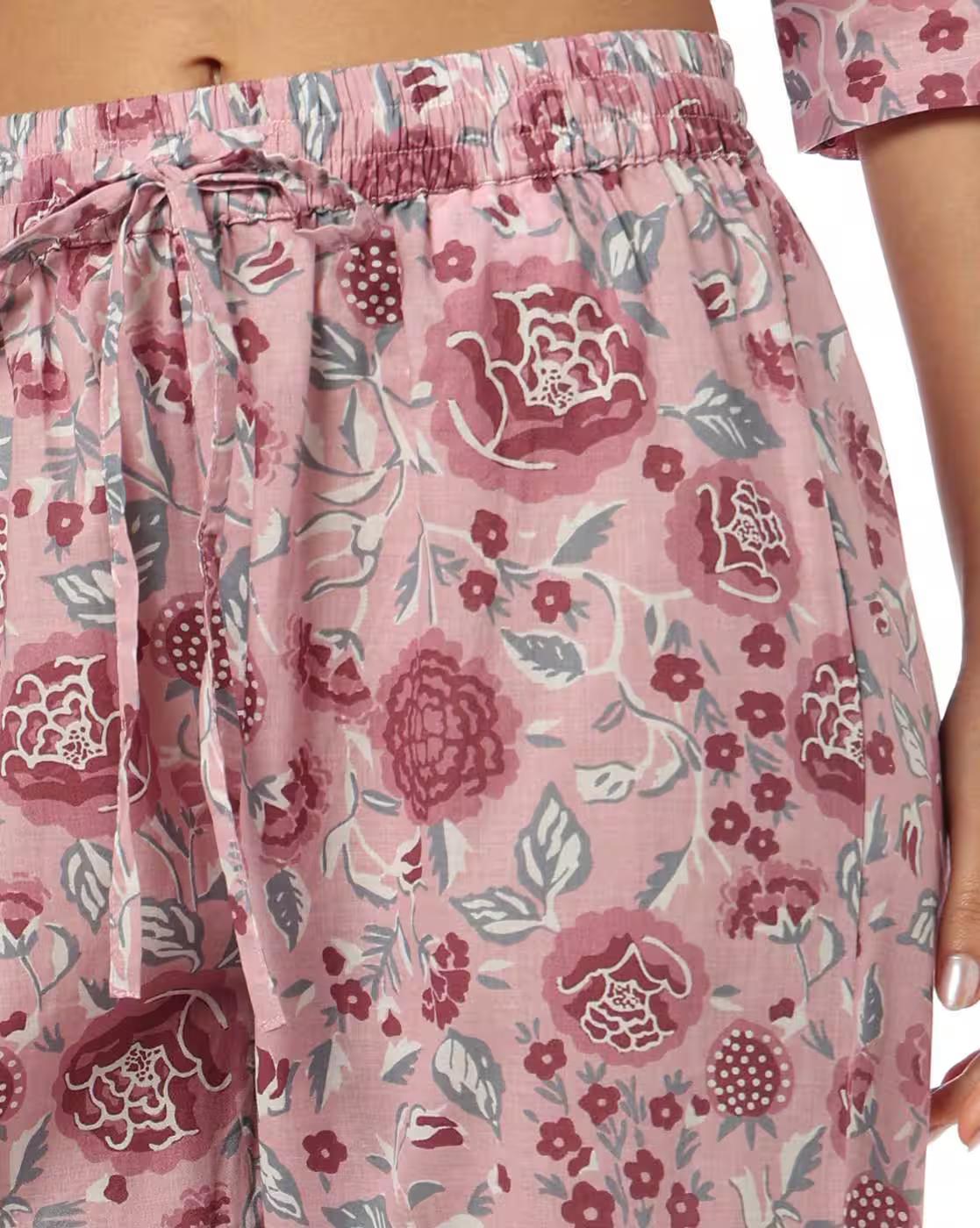 Woven Ethnic PJ Set, PINK, XL