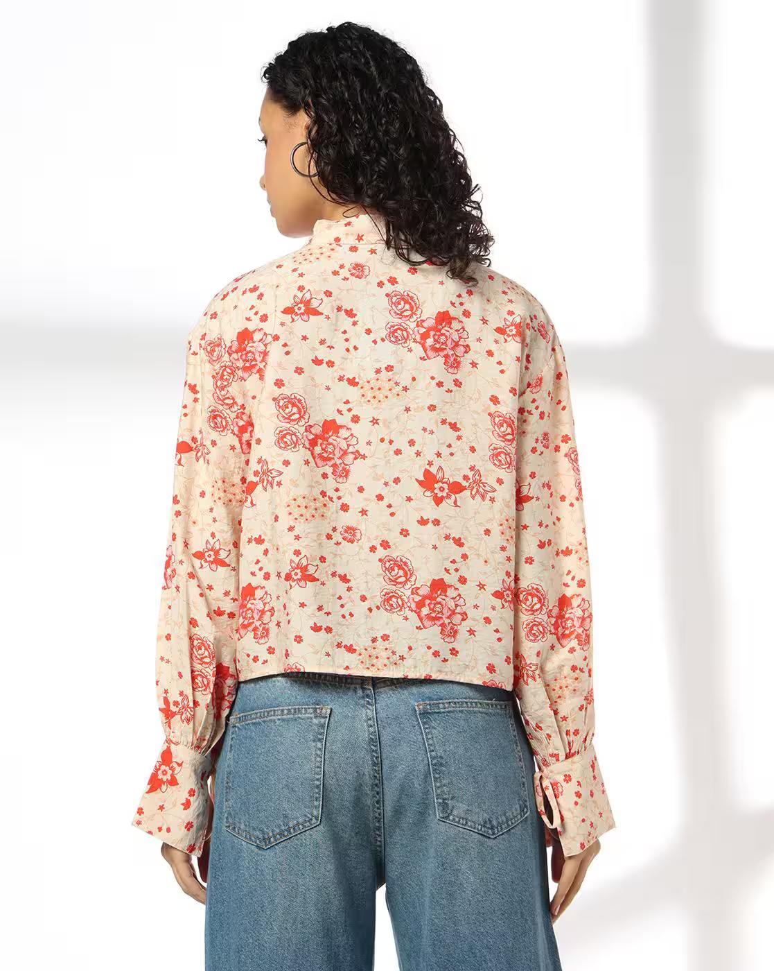 Women Floral Print Regular Fit Poet Shirt