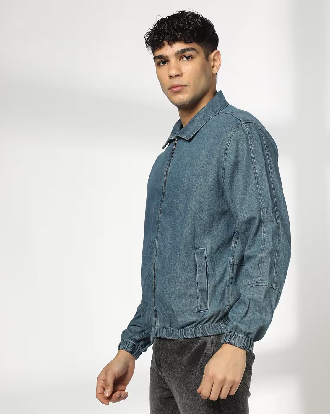 Men Washed Regular Fit Denim Jacket