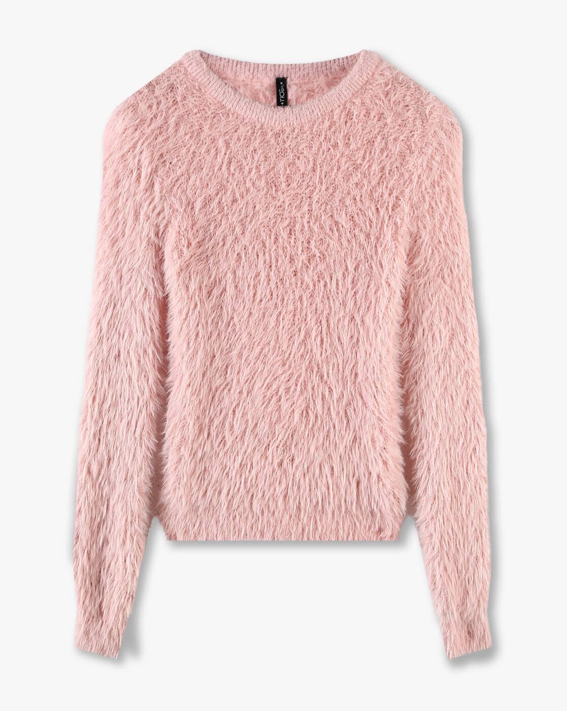 Girls Round-Neck Furry Sweater