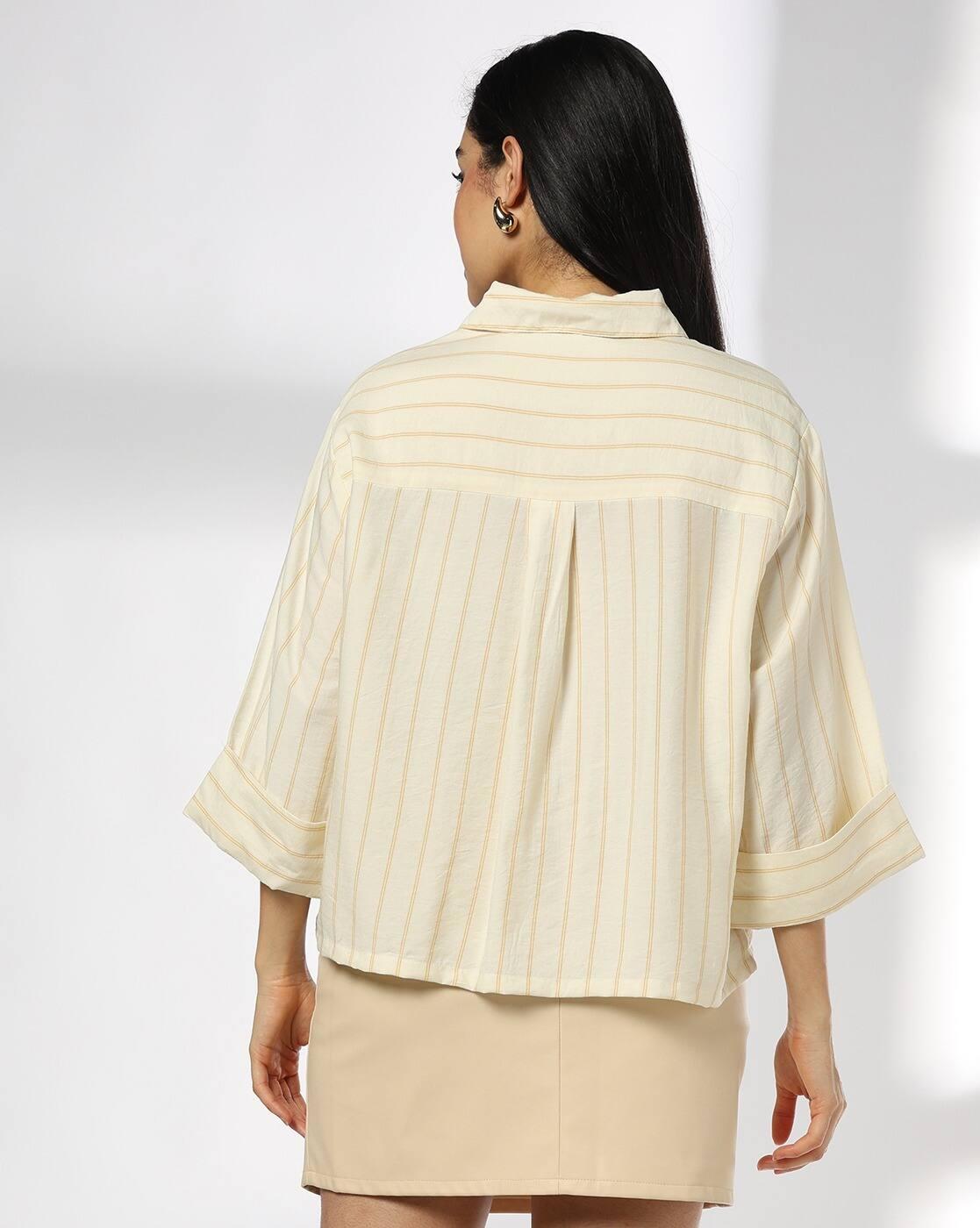 Women Striped Relaxed Fit Crop Shirt