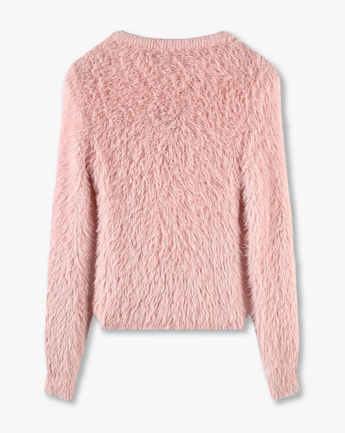 Girls Round-Neck Furry Sweater