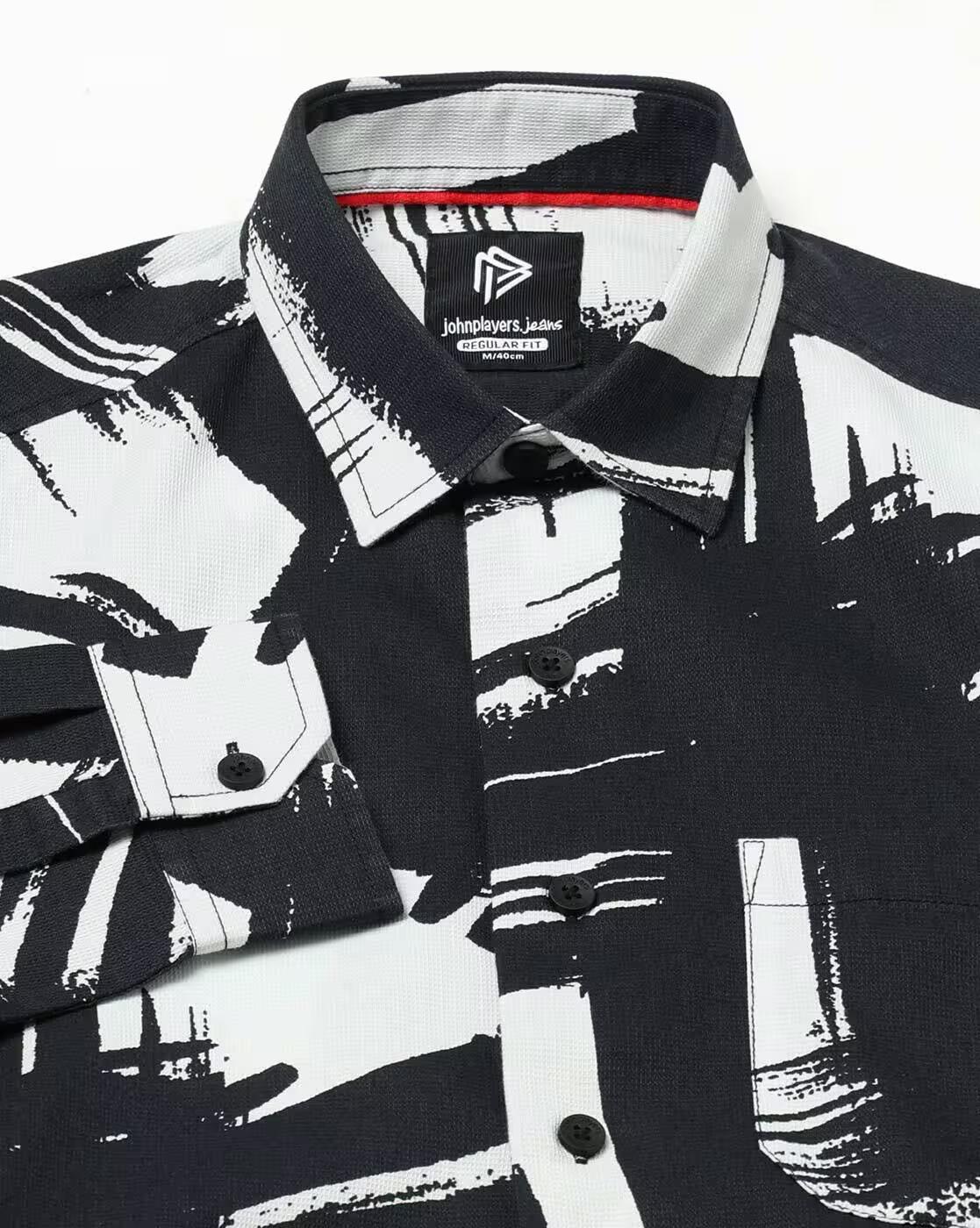 Men All-Over Print Regular Fit Shirt with Patch Pocket