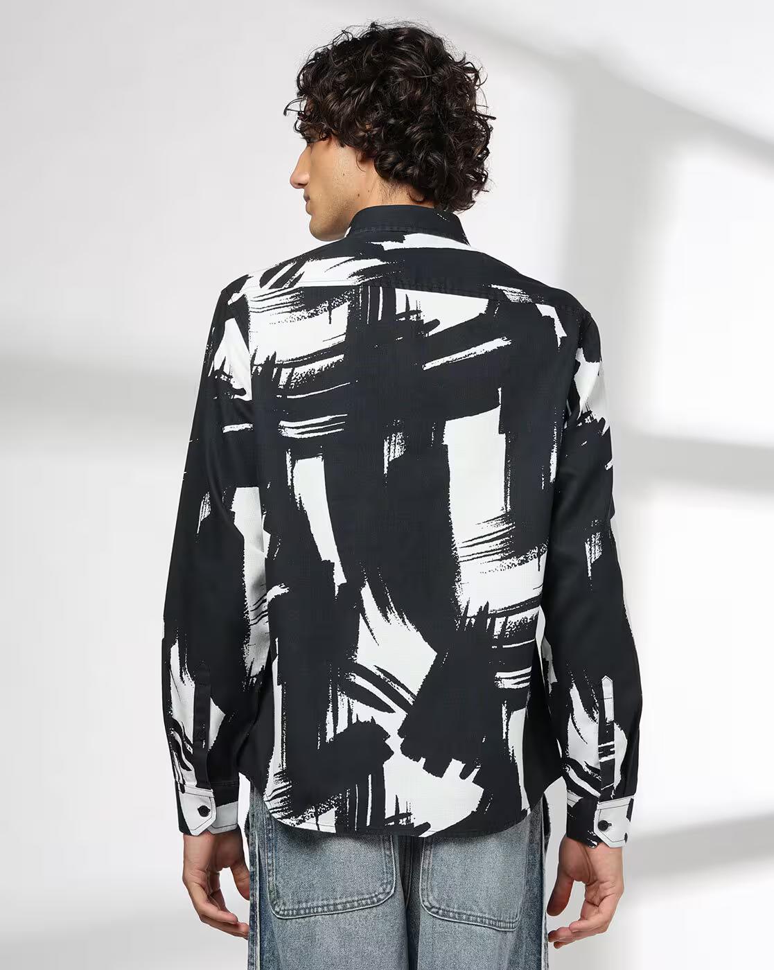 Men All-Over Print Regular Fit Shirt with Patch Pocket