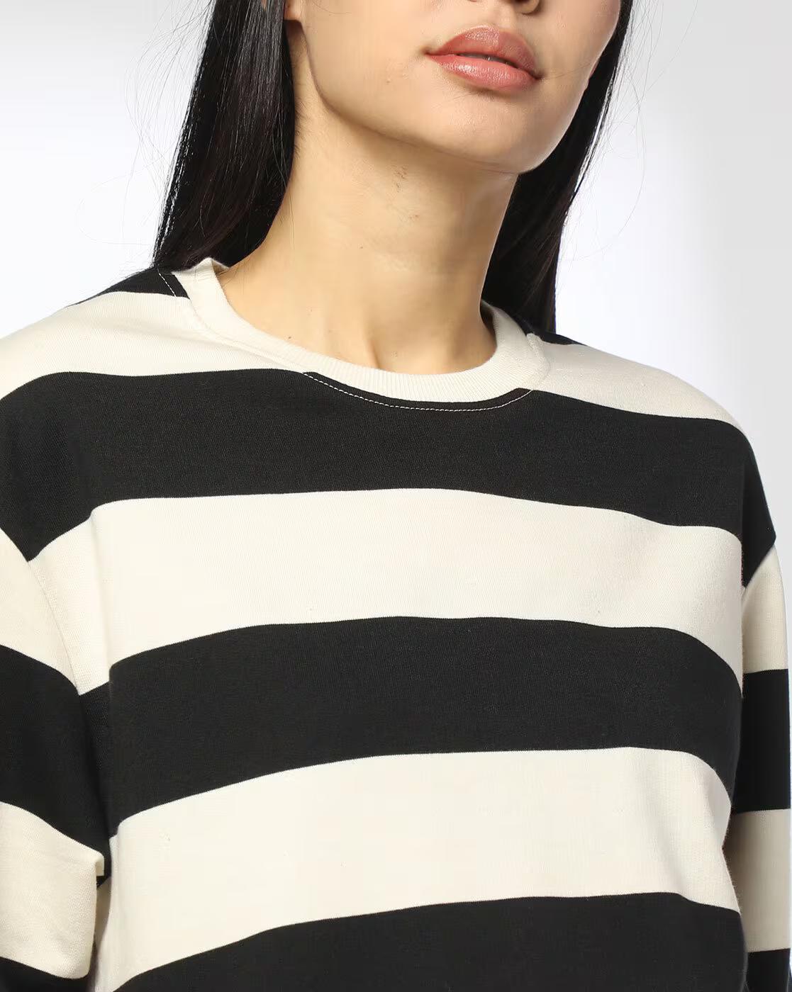 Women Striped Regular Fit Crew-Neck T-Shirt