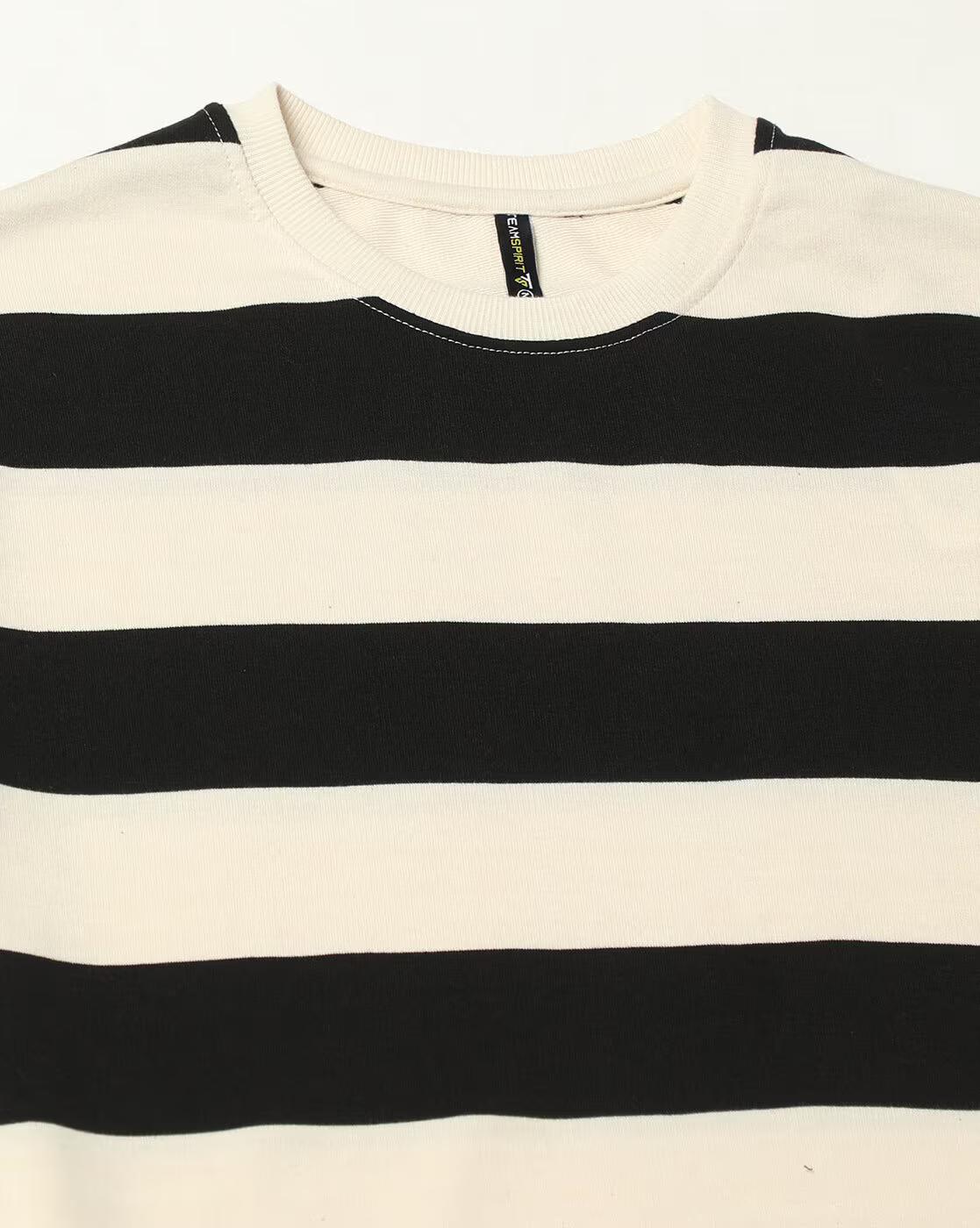 Women Striped Regular Fit Crew-Neck T-Shirt