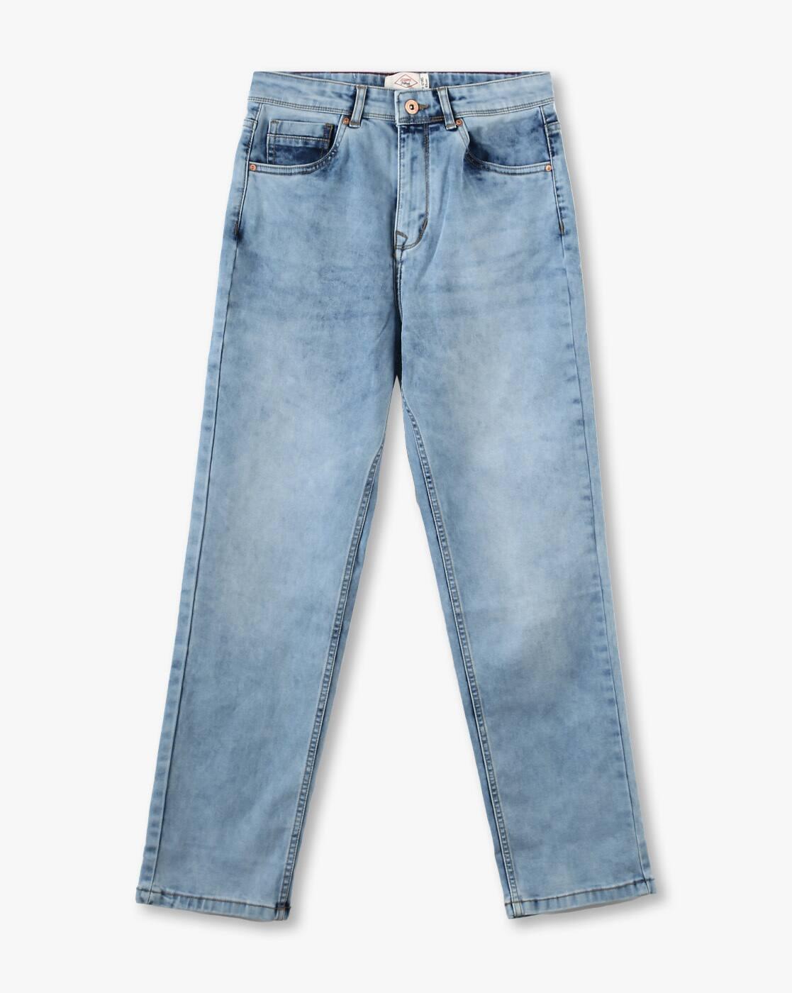 Boys Heavily Washed Straight Jeans