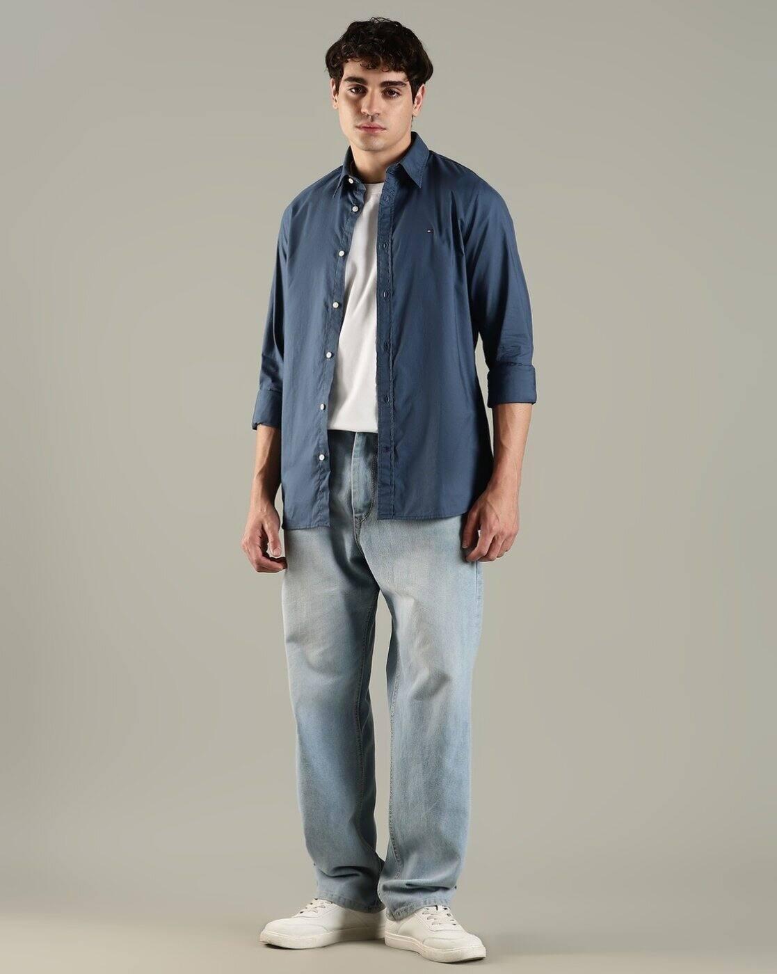 Men Slim Fit Flex Poplin Shirt
