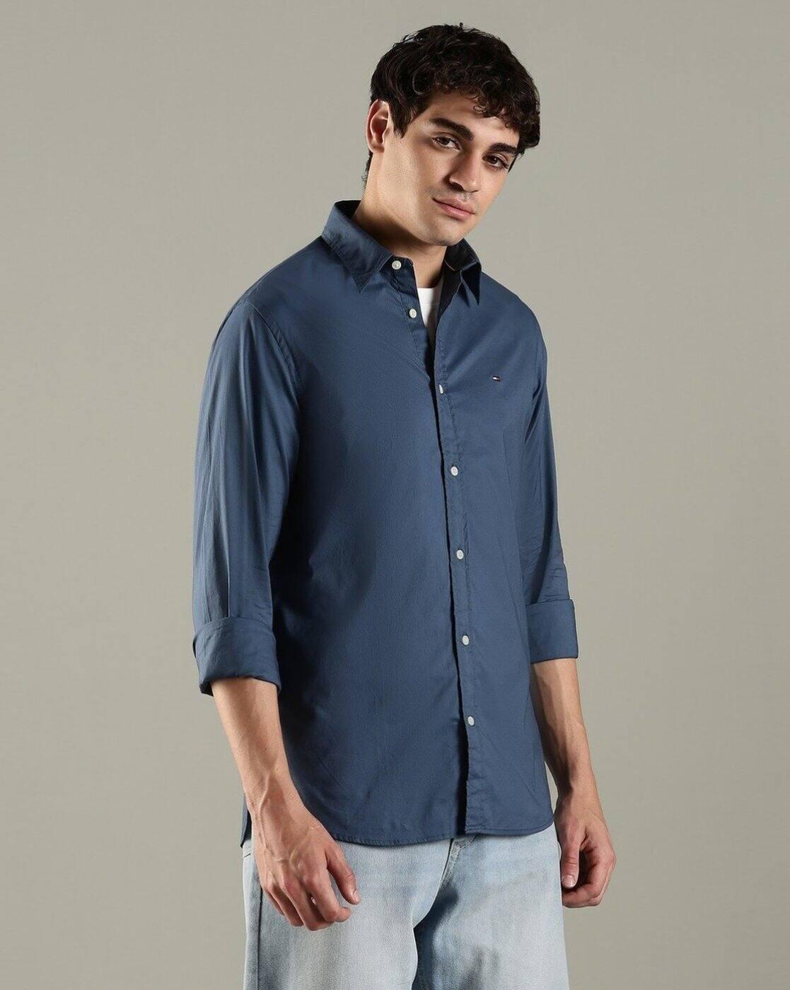 Men Slim Fit Flex Poplin Shirt