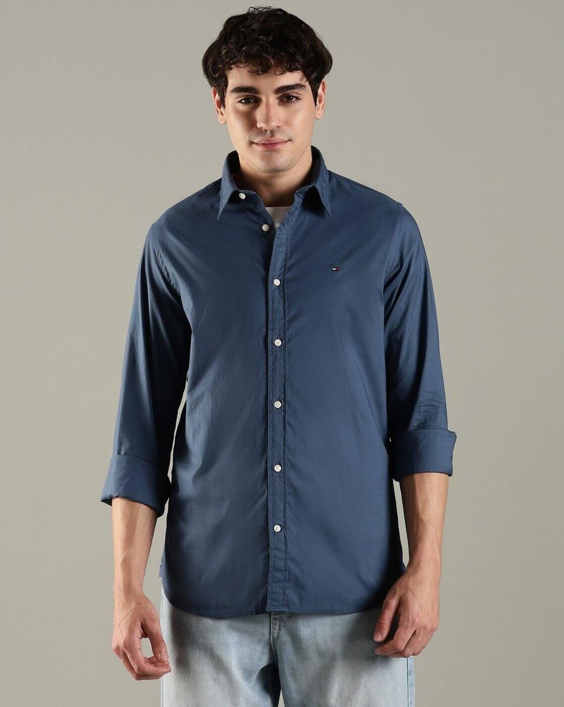 Men Slim Fit Flex Poplin Shirt