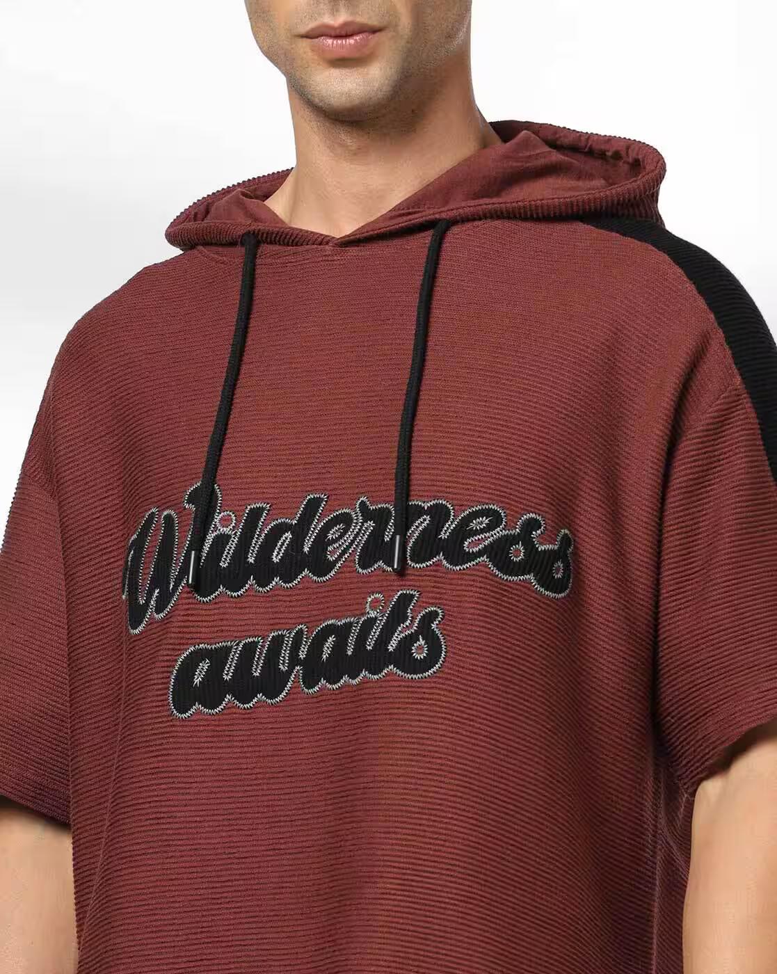 Men Embroidered Regular Fit Hoodie