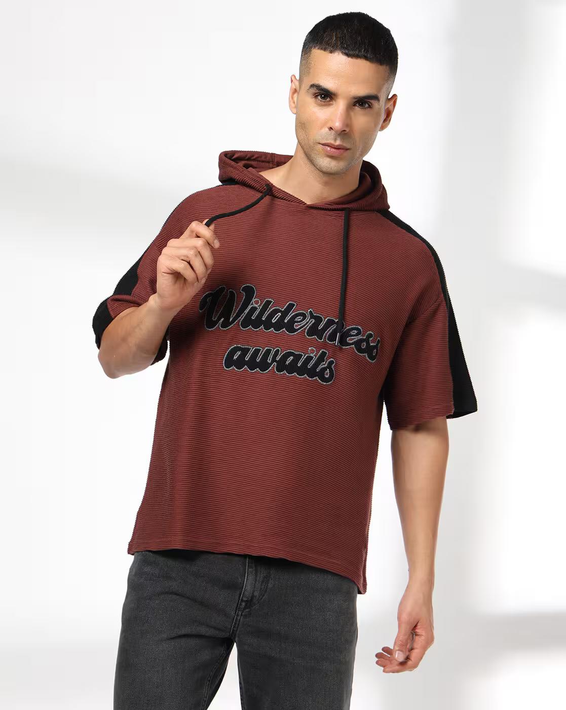 Men Embroidered Regular Fit Hoodie