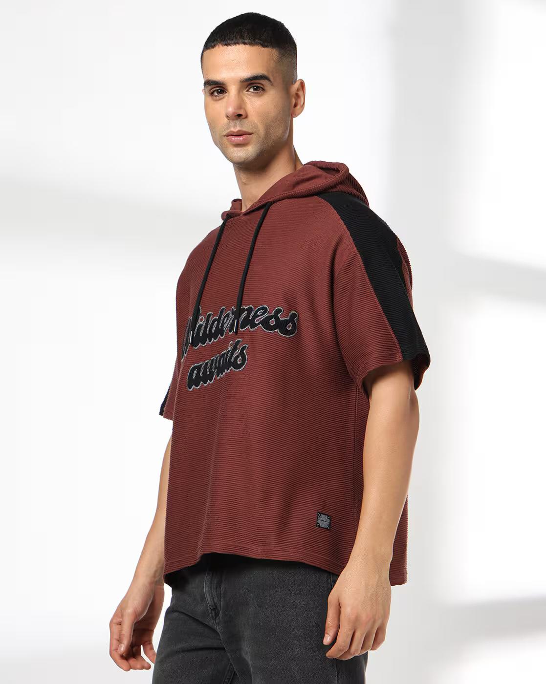 Men Embroidered Regular Fit Hoodie