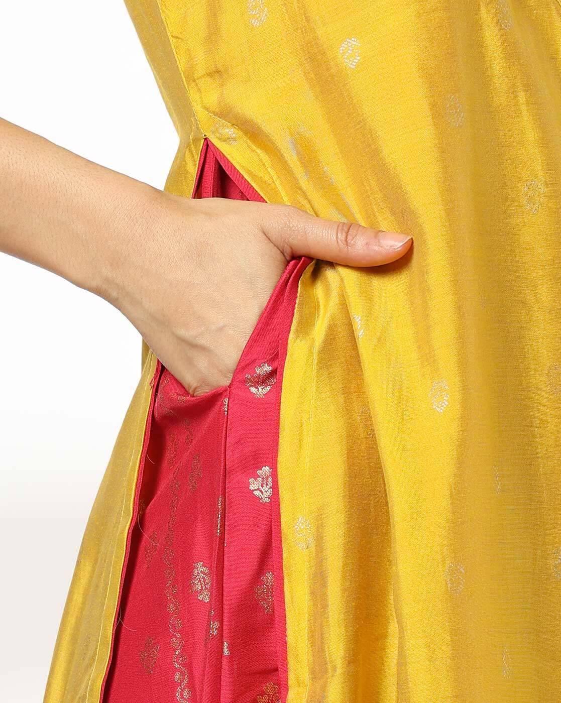 EMB FESTIVE KURTA, MUSTARD, M