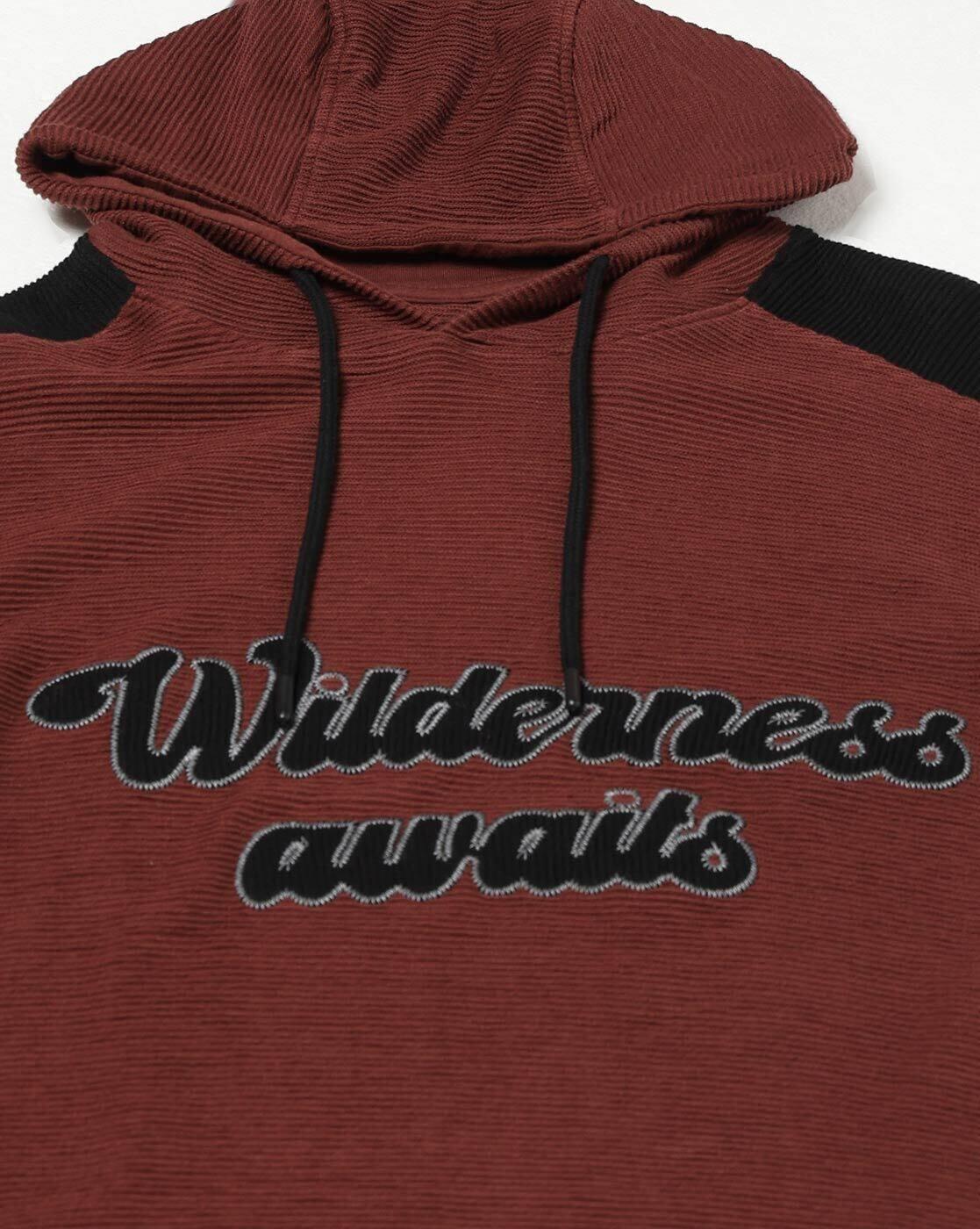 Men Embroidered Regular Fit Hoodie