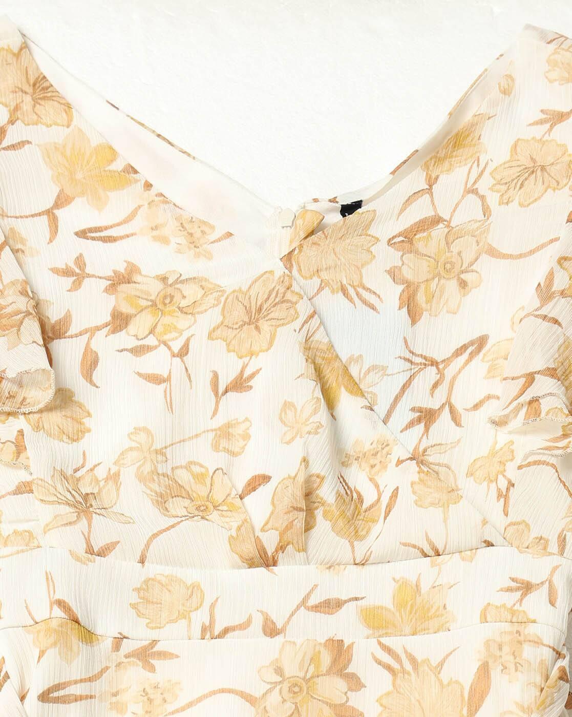 Women Floral Print Ruffled Dress