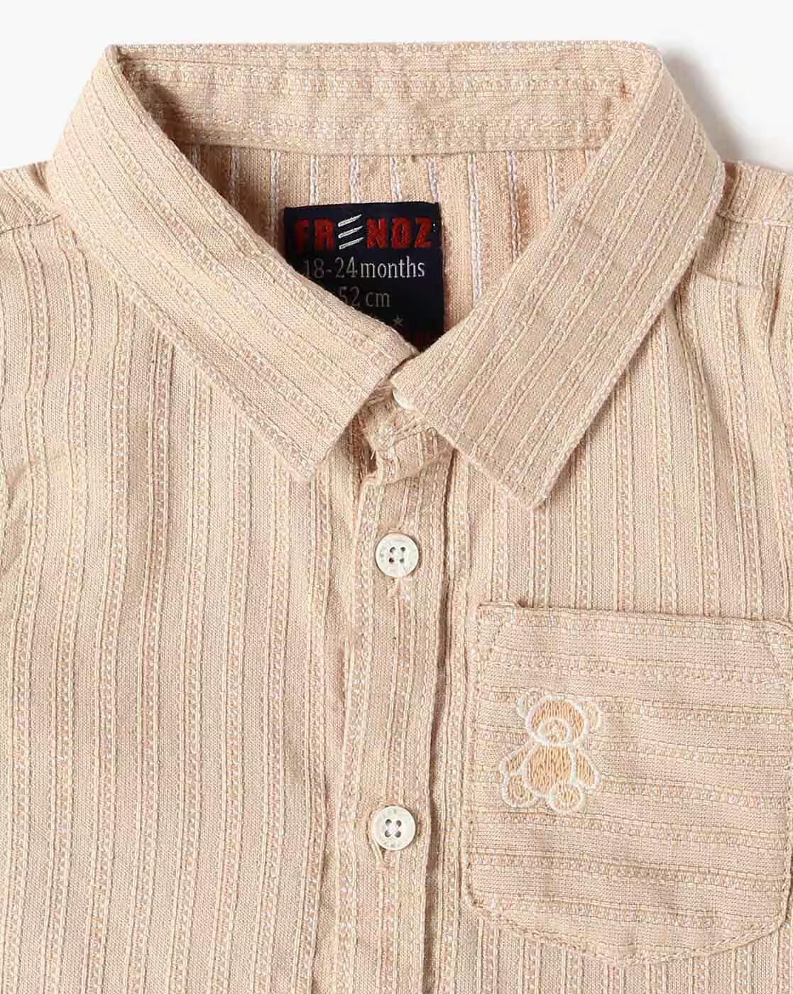 COTTON DOBBY SHIRT, PEACH, 18-24M
