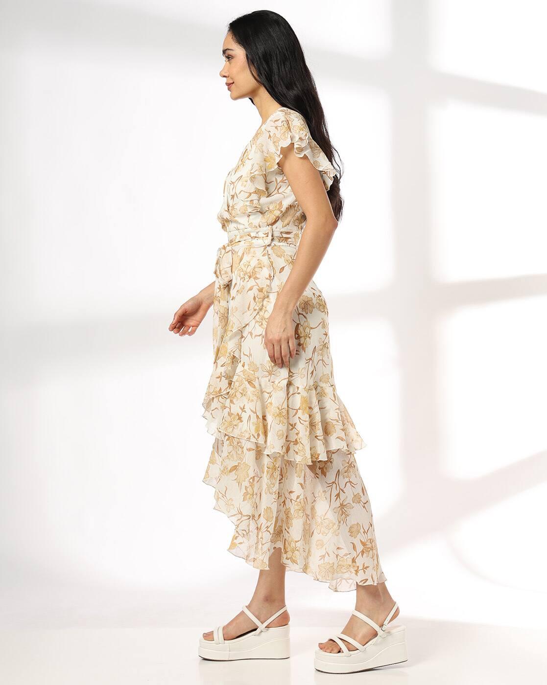 Women Floral Print Ruffled Dress