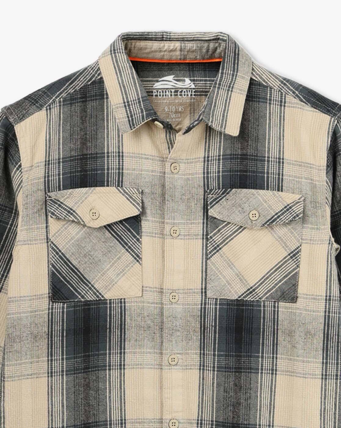 F/S HOODED SHIRT, MULTI, 11-12Y