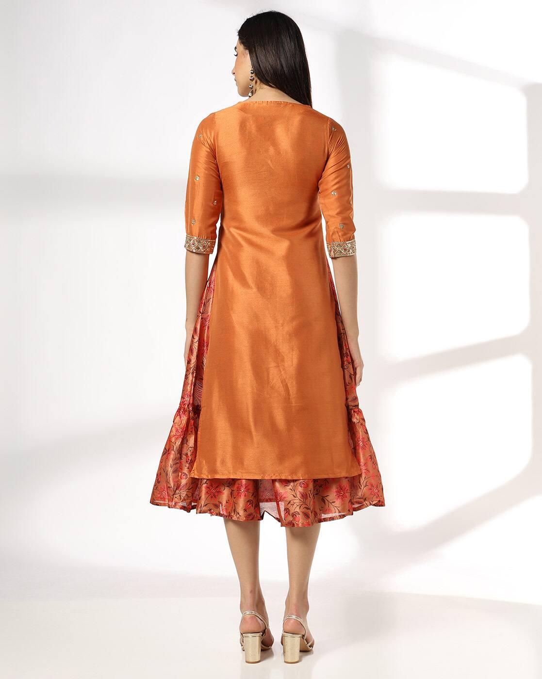 Women Floral Print A-Line Dress & Kurta Set