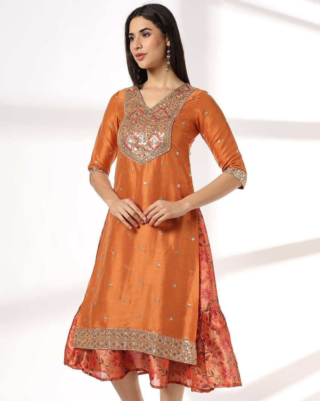 Women Floral Print A-Line Dress & Kurta Set