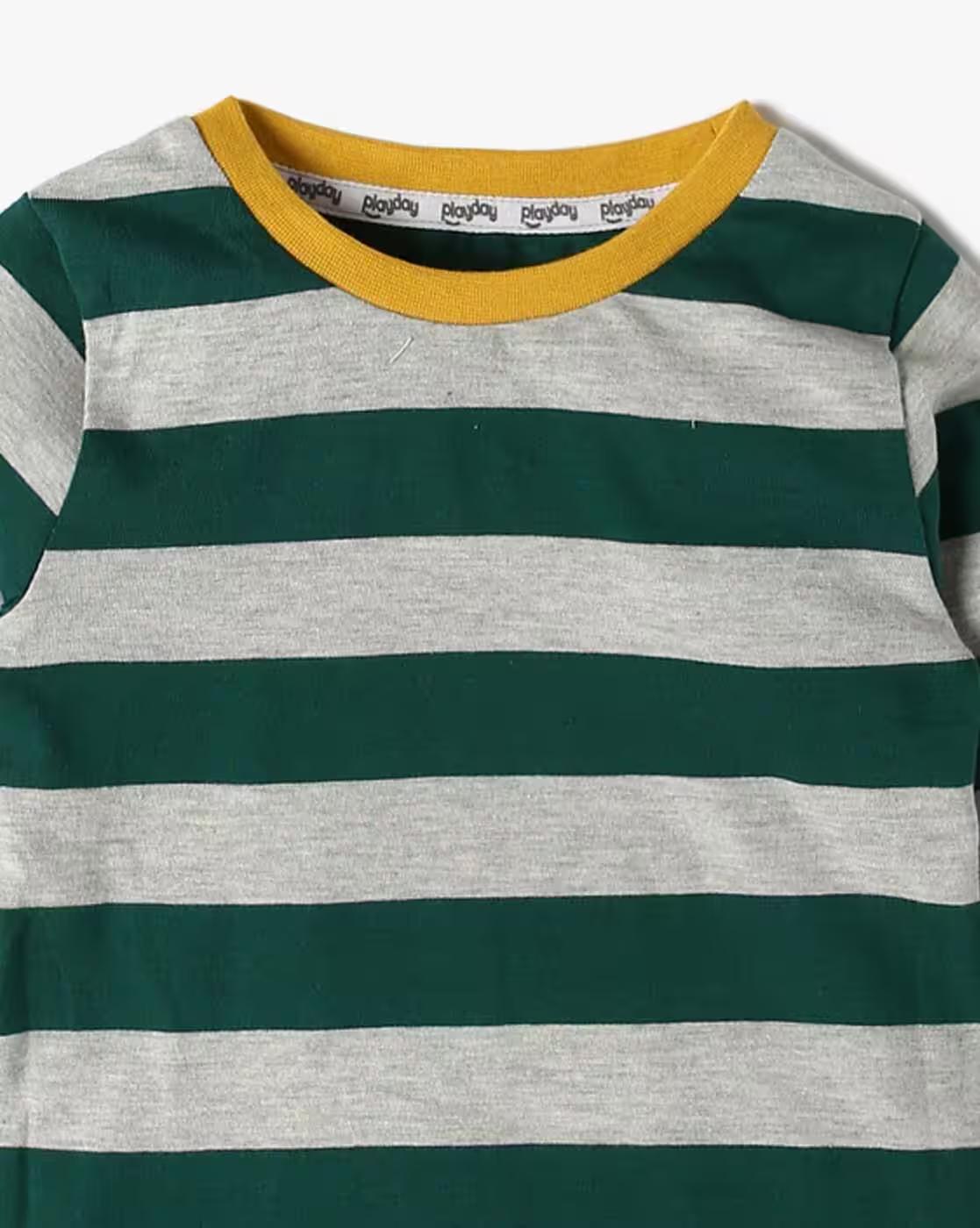 Boys Relaxed Fit Dungaree with Striped T-Shirt