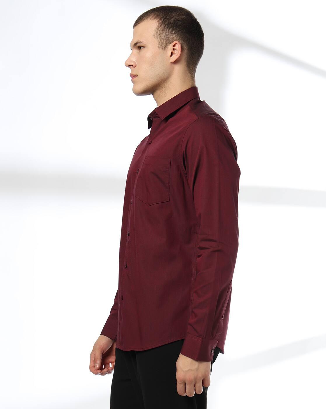 Men Slim Fit Shirt with Patch Pocket