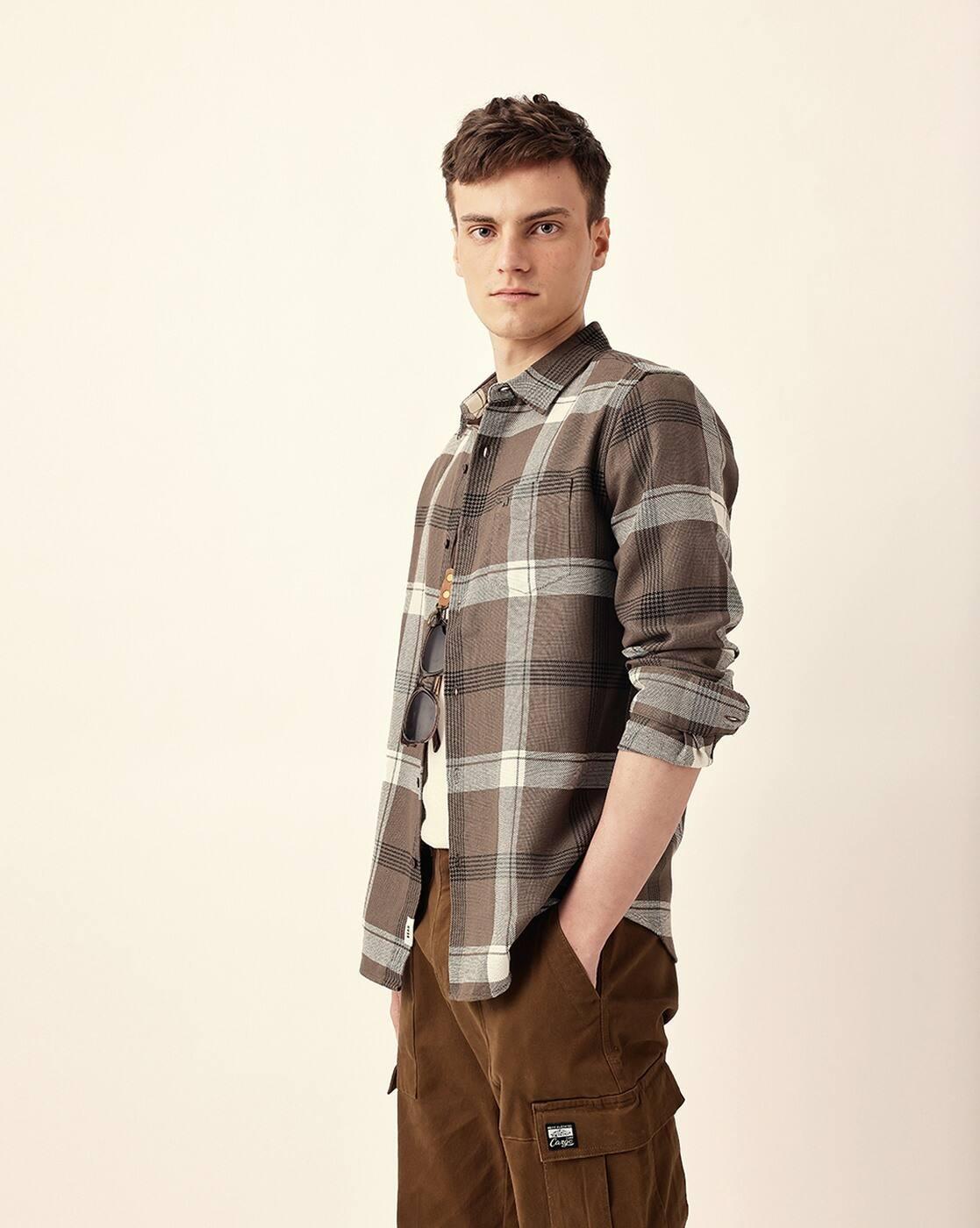 Cotton Checked Slim Fit Casual Shirt