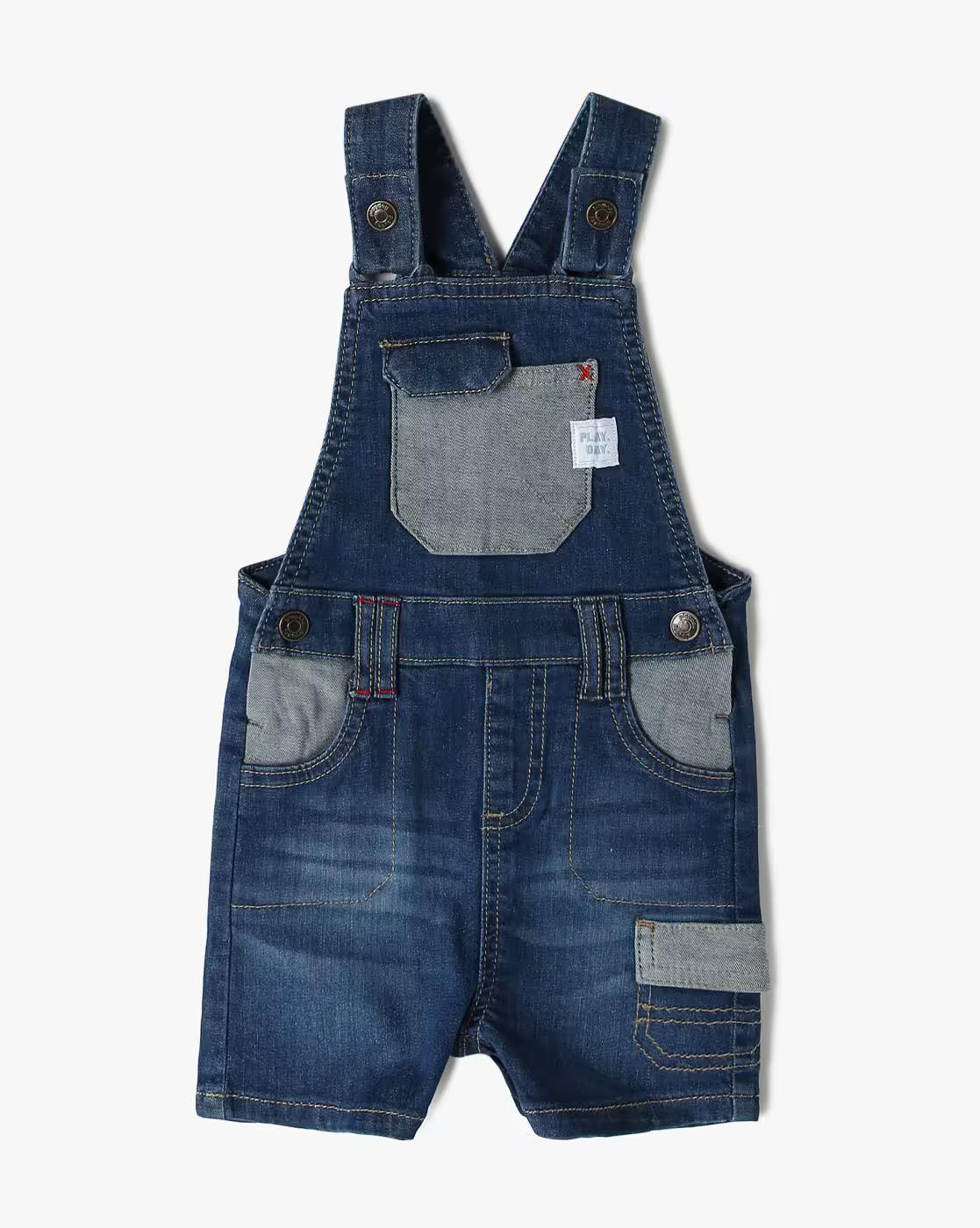 Boys Relaxed Fit Dungaree with Striped T-Shirt