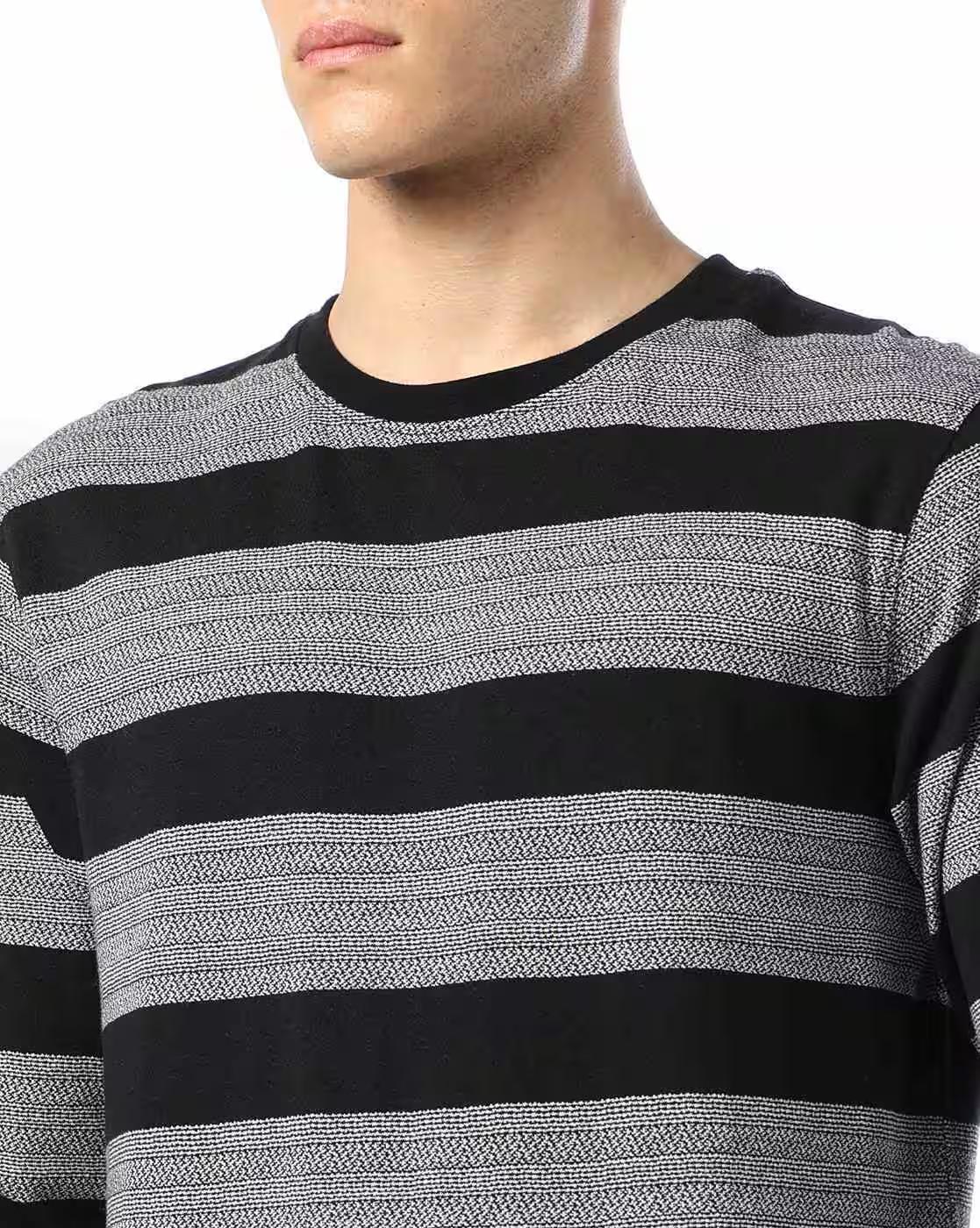 Men Striped Regular Fit Crew-Neck T-Shirt
