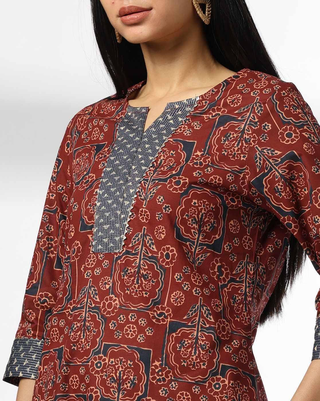 OVERLAP NECK STITCHLINE LACE KU, RUST, S