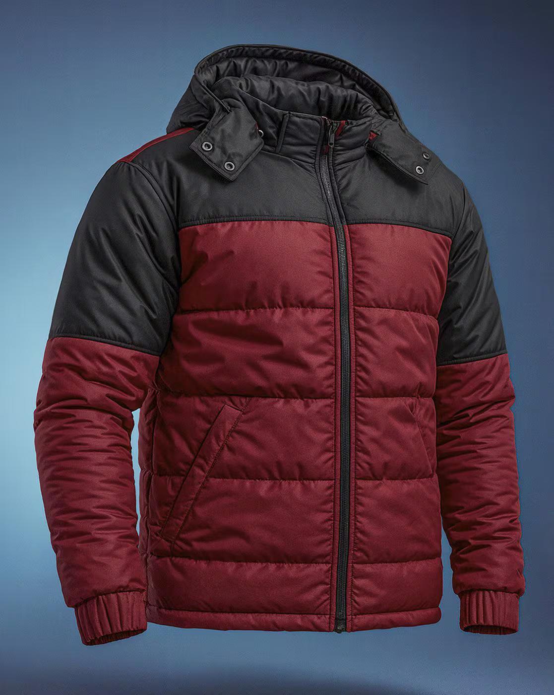 Colourblock Slim Fit Jacket with Detachable Hood