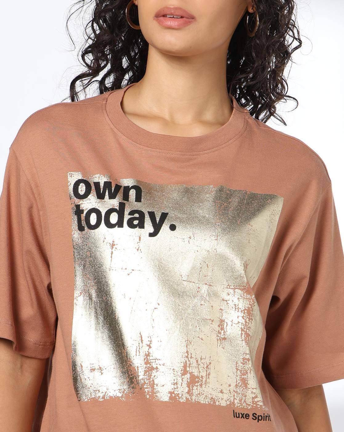 OWN TODAY DROP SHOULDER CROP, BROWN, XS