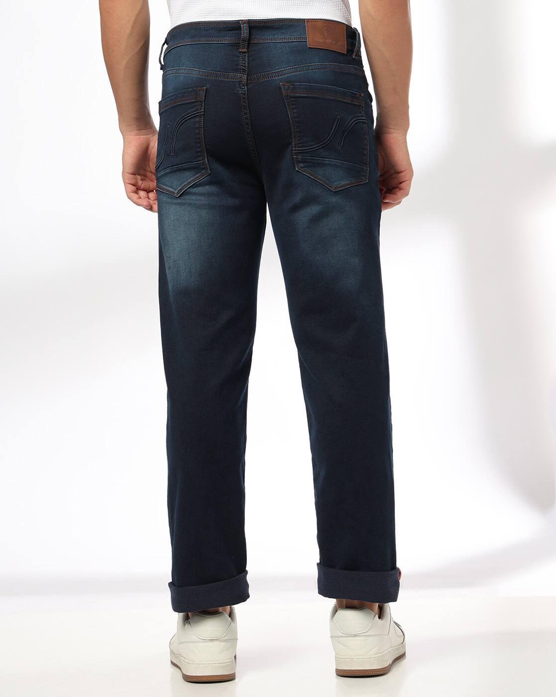 Men Lightly Washed Straight Jeans