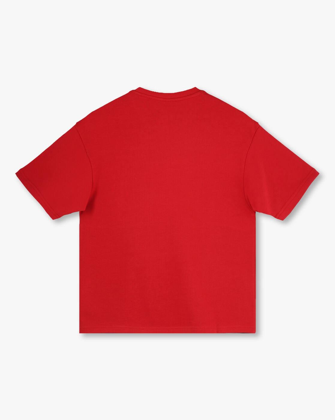 Crew Neck tee with smiley p, RED, 13-14Y