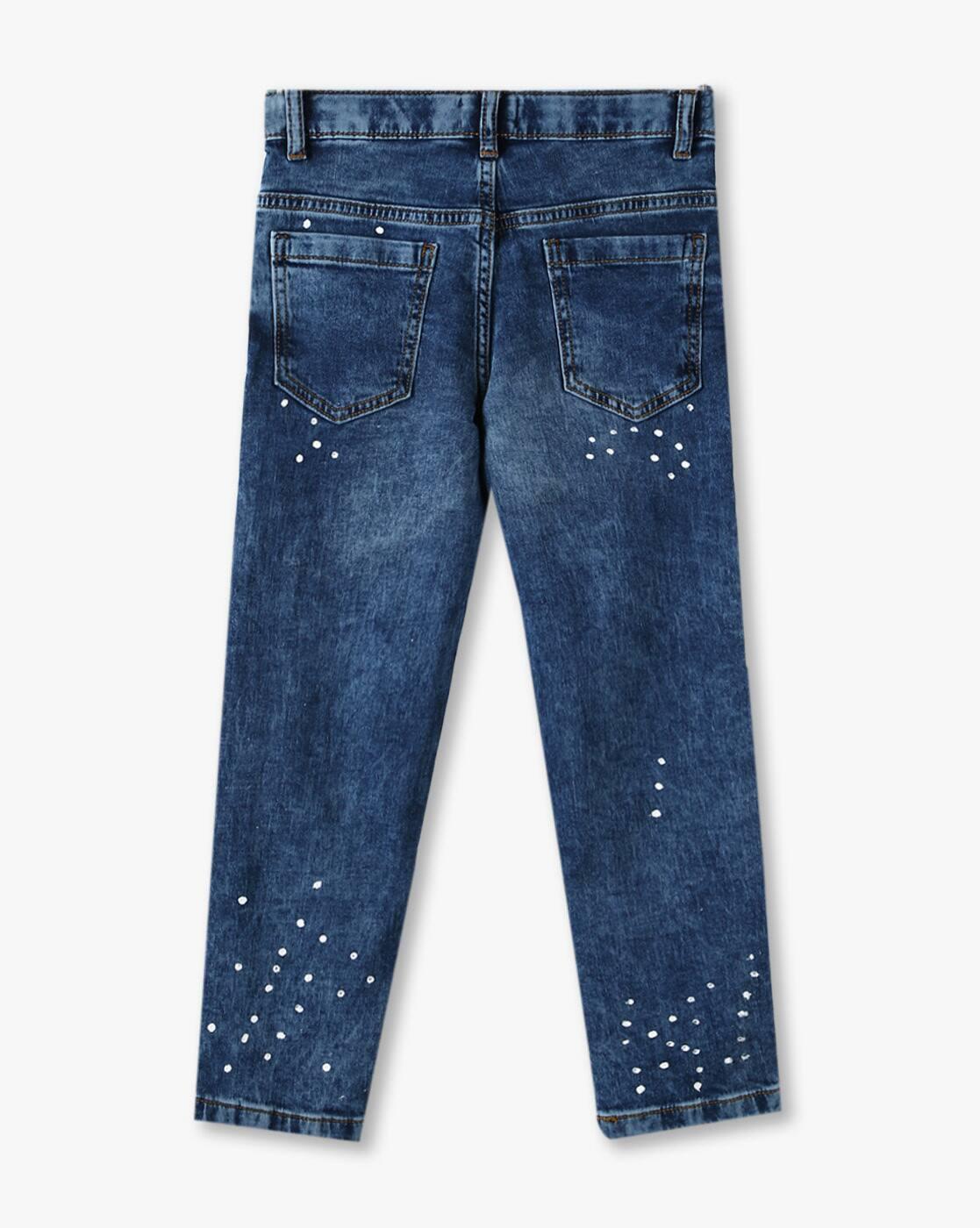 Boys Spray Print Straight Jeans