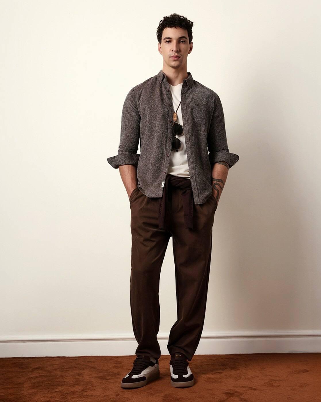 Cotton Textured Slim Fit Casual Shirt