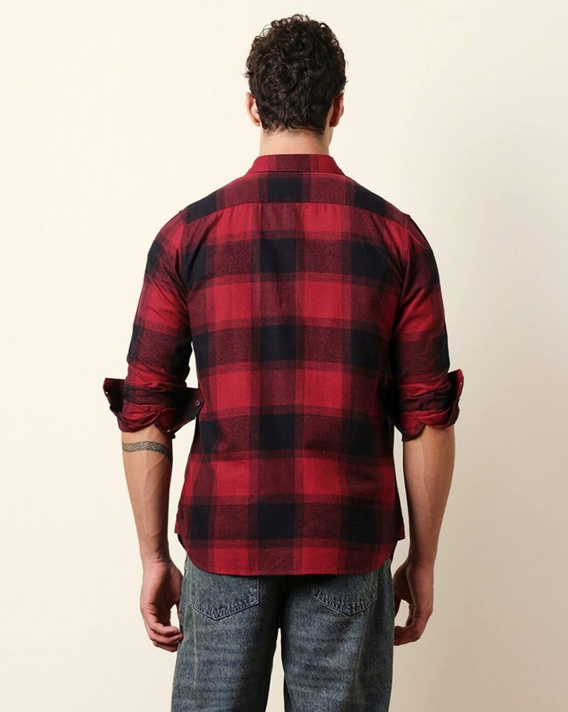 Cotton Checked Slim Fit Flannel Shirt