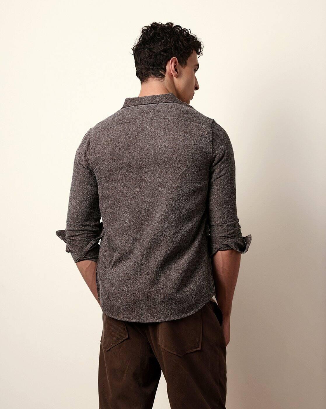 Cotton Textured Slim Fit Casual Shirt