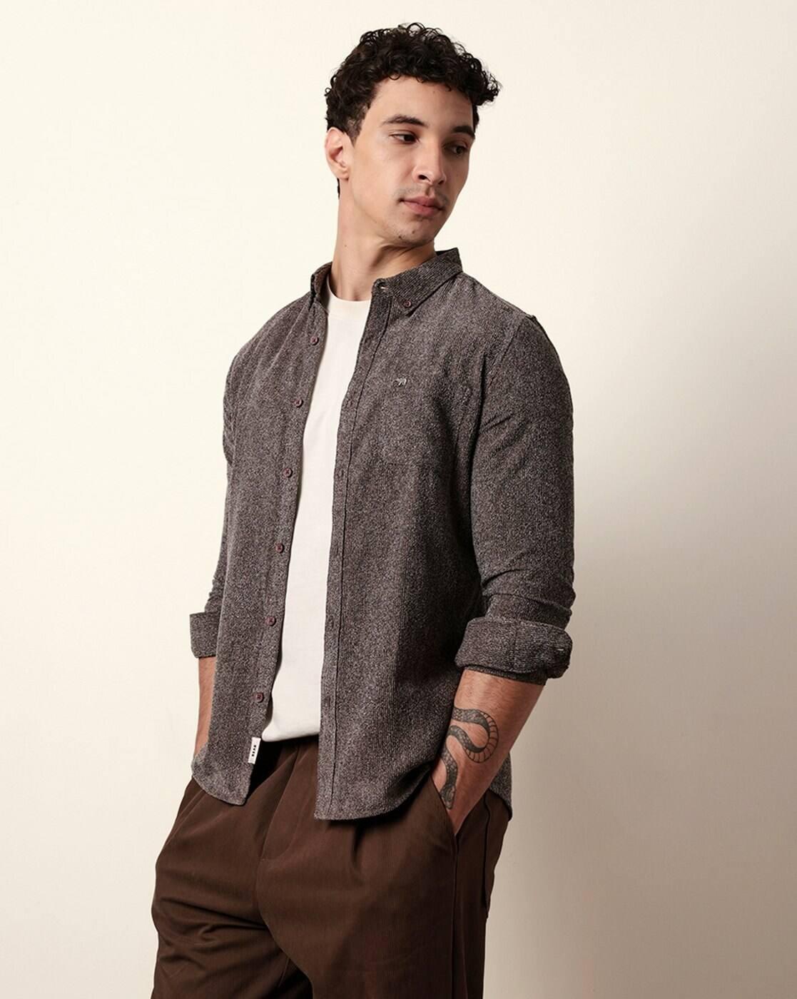 Cotton Textured Slim Fit Casual Shirt