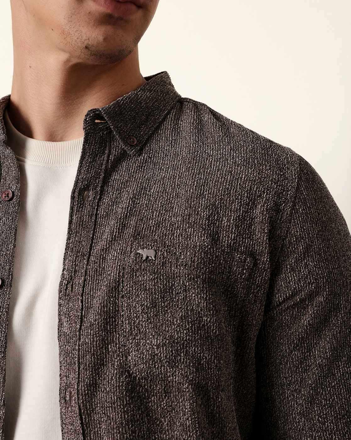 Cotton Textured Slim Fit Casual Shirt
