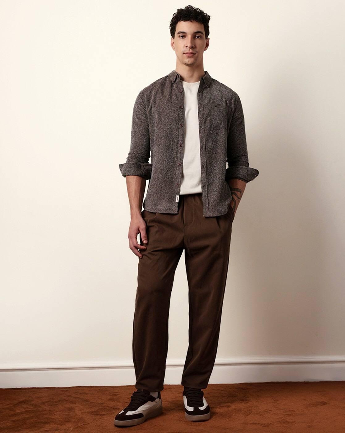 Cotton Textured Slim Fit Casual Shirt
